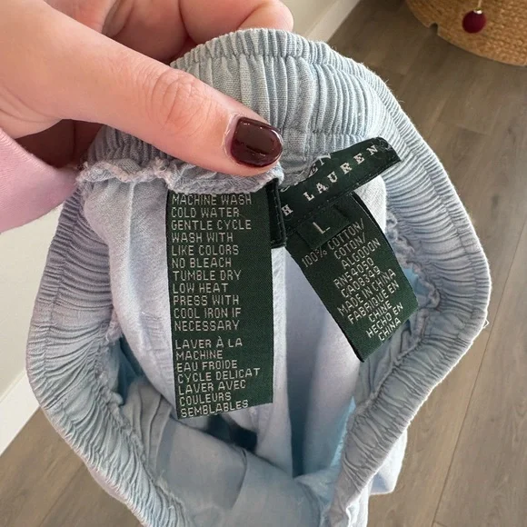 Vintage Lauren Ralph Lauren 100% Cotton Rope Drawstring Pant Sailboat Pocket L - Picture 6 of 6